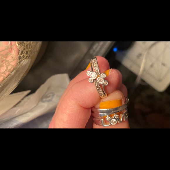 Walt Disney World Mickey heads with cubic zirconia Stones  .925 sterling sz 8 - Picture 2 of 6